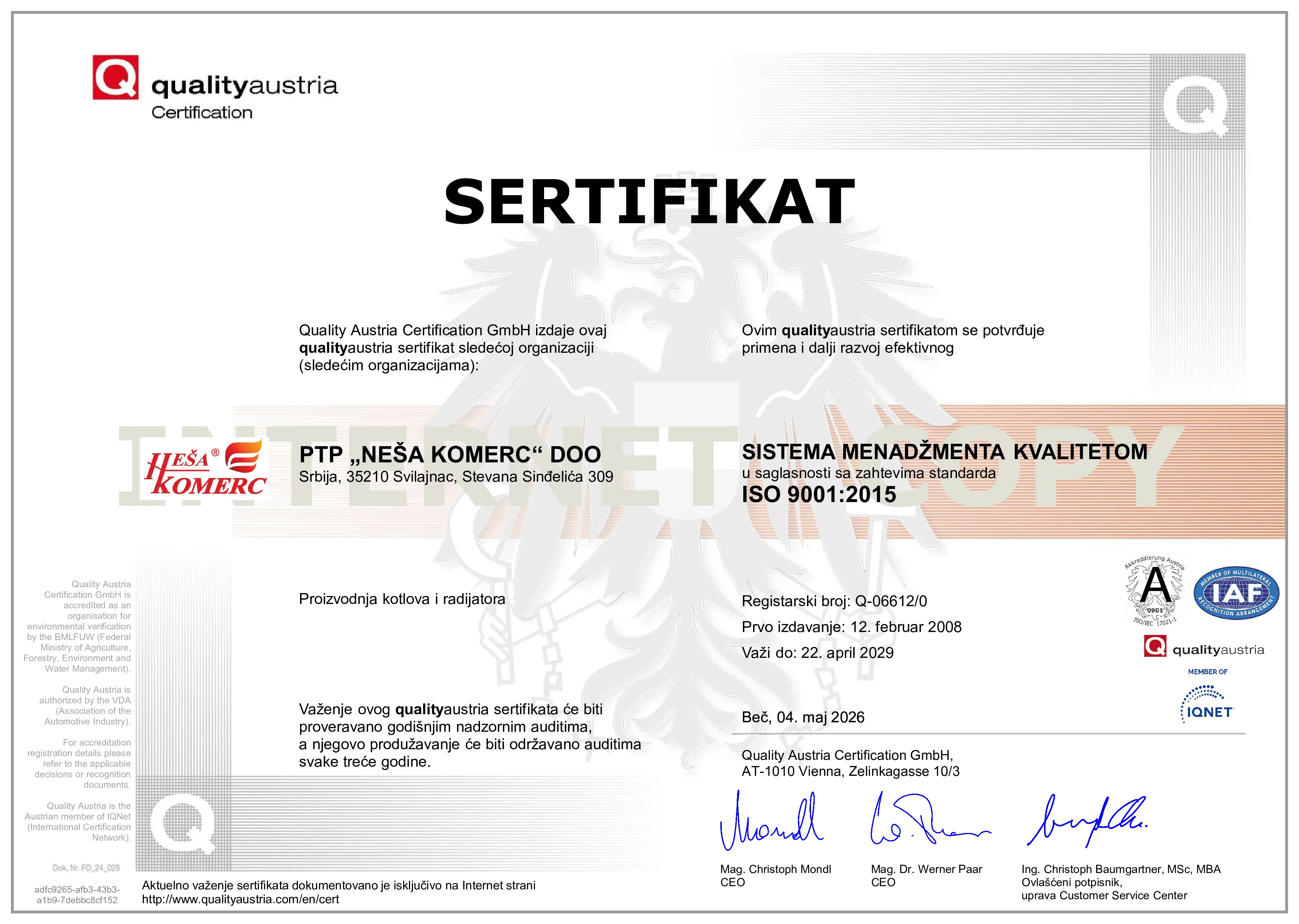 ISO 9001:2015 · Quality Austria